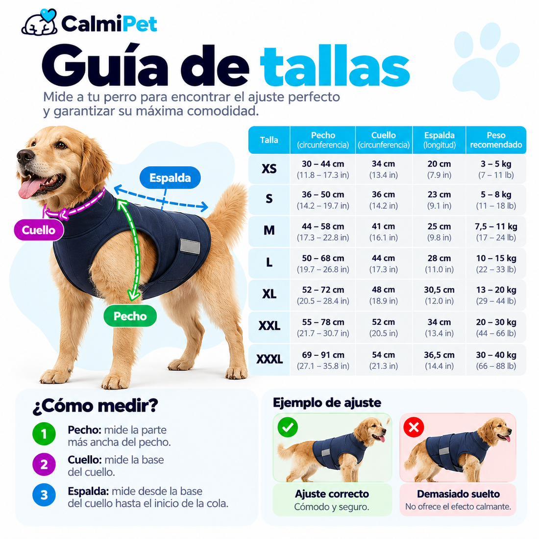 Chaleco calmante con capucha para perros