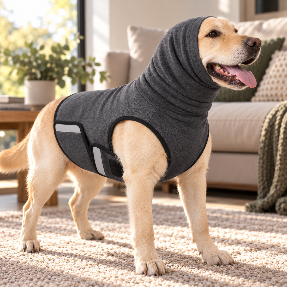 Chaleco calmante con capucha para perros